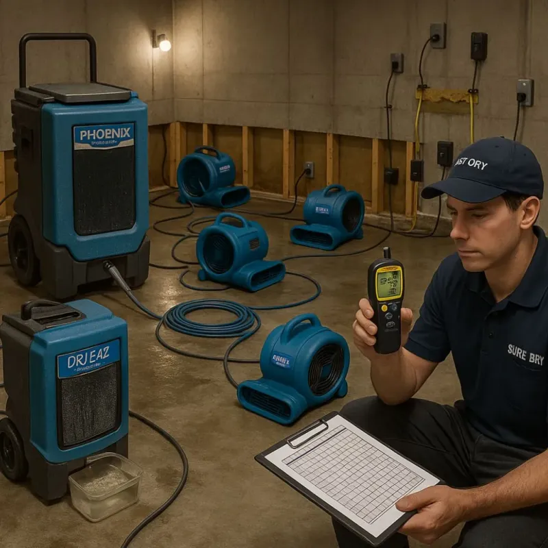 Structural Drying and Dehumidification process in Hedwig Village, TX